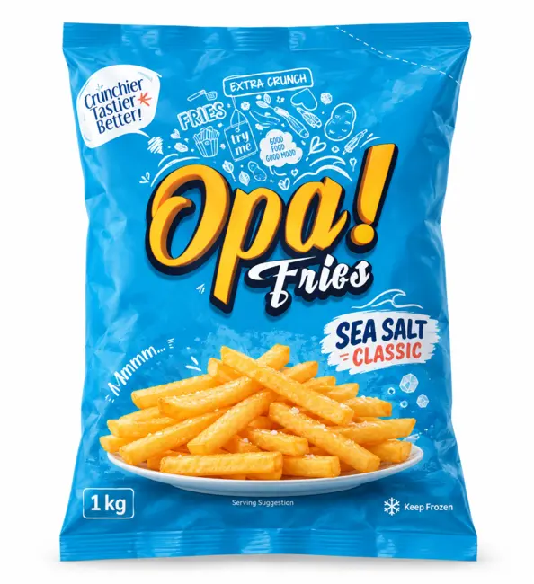 Opa Fries Sea Salt Classic Frozen Fries 1 kg pack