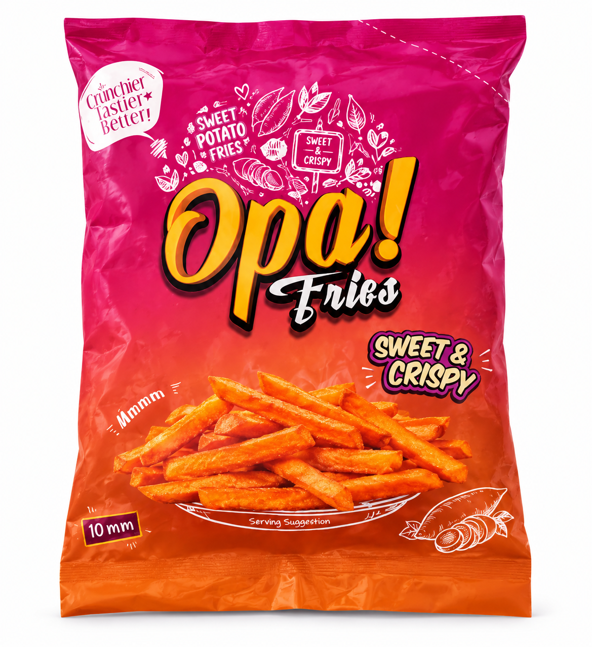 Opa! Sweet & Crispy Sweet Potato Fries (10 mm) 1 kg bag, front view
